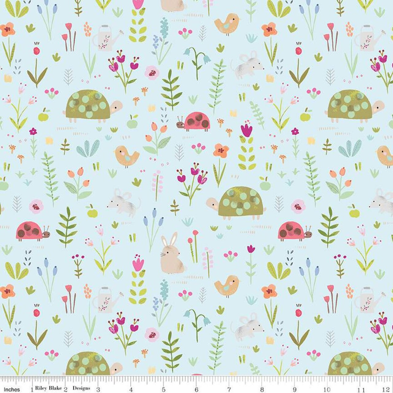 Fabric Riley Blake Sky Garden Animals Designer Flannel by the Quarter Yard F16025-SKY